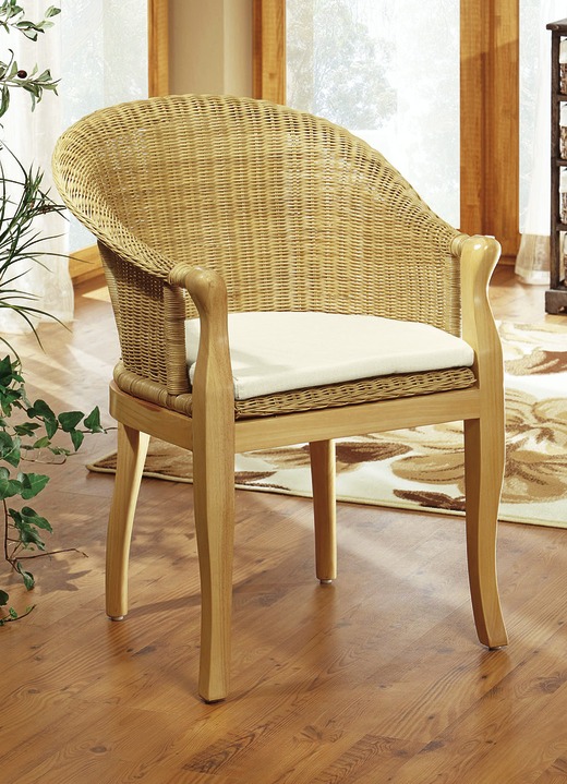Landhausmöbel - Sessel aus massivem, lackiertem Pinienholz, in Farbe NATUR Ansicht 1