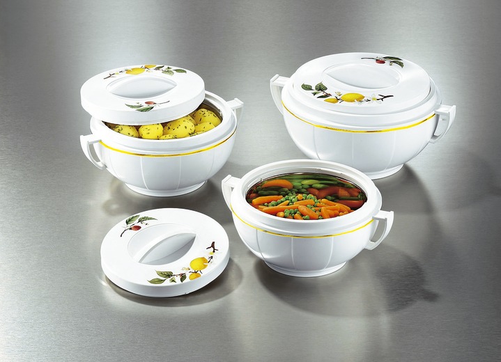 Schüsseln & Behälter - Thermoschüssel-Set, 3-teilig, mit Drehverschluss, in Farbe WEISS