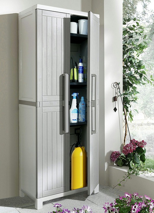 Gartenmöbel - Aufbewahrungs-Schränke aus Polypropylen, in Farbe GRAU, in Ausführung Schrank, klein Ansicht 2