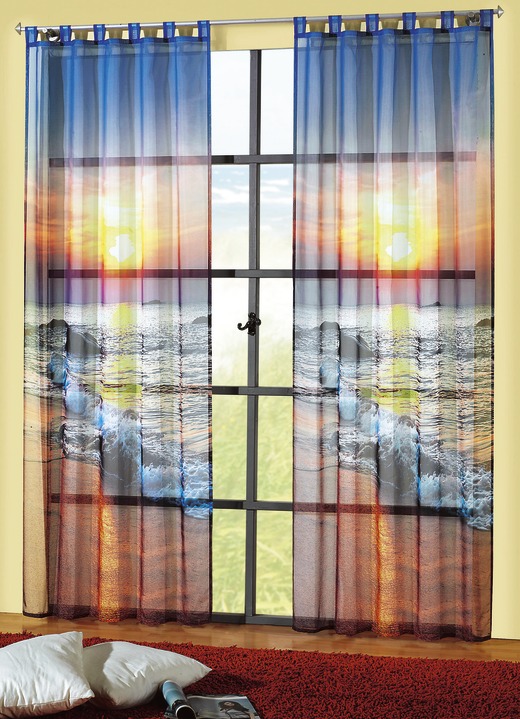 Modern - Fensterdekoration mit Sonnenuntergang, in Größe 559 (H225xB120 cm) bis 572 (H245xB120 cm), in Farbe , in Ausführung Dekoschal mit Universalschienenband