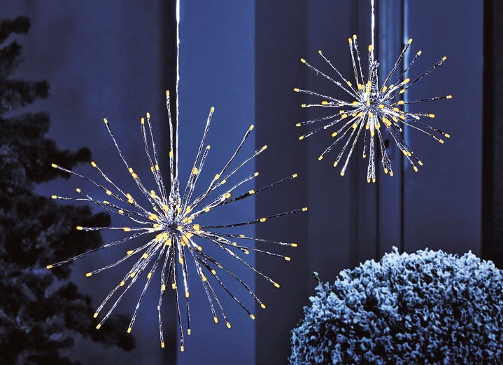 Winterlicher Garten - Licht-Stern aus foliertem Draht, in Farbe SILBER, in Ausführung ø 30 cm, 64 LEDs