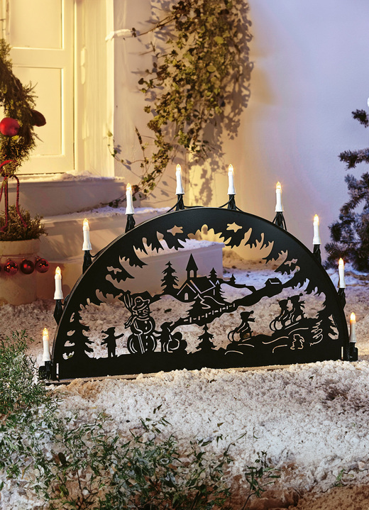 Weihnachten - Garten-Schwibbogen Schlittenfahrt aus Aluminium Ansicht 2 Weihnachten - Garten-Schwibbogen Schlittenfahrt aus Aluminium, in Farbe SCHWARZ, in Ausführung Kleine Schlittenfahrt Ansicht 2