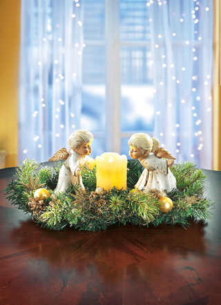 Gestecke & Kränze - Tischgesteck mit LED-Echtwachskerze, in Farbe GRÜN