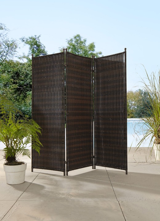 Sichtschutz und Sonnenschutz - Witterungsbeständiger Paravent mit stabilem Stahlgestell Ansicht 2 Sichtschutz und Sonnenschutz - Witterungsbeständiger Paravent mit stabilem Stahlgestell, in Farbe WEISS Ansicht 2