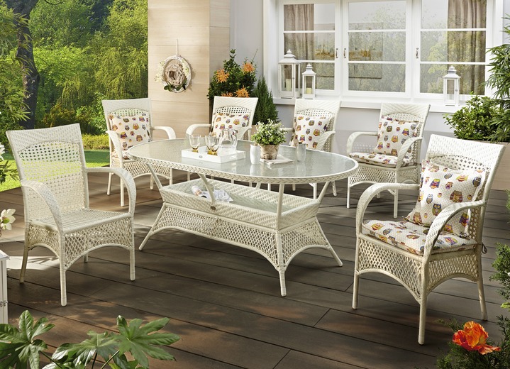 Gartenmöbel - Best Gartenmöbel Madelene mit langlebiger Kunststoffbespannung, in Farbe WEISS, in Ausführung Sessel Ansicht 1