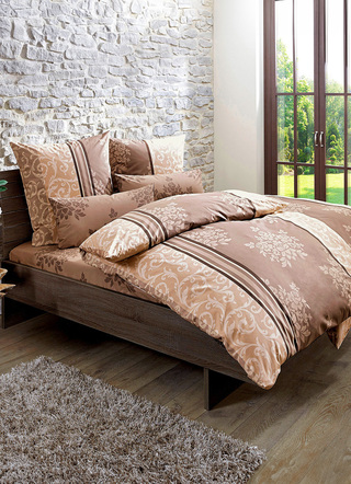 Bettwäschegarnituren - Renforcé Bettwäsche aus 100% Baumwolle, in Größe 111 (40/80 cm + 135/200 cm) bis 412 (4-teiliges Set), in Farbe ANTHRAZIT – Farbe BRAUN – Ansicht 