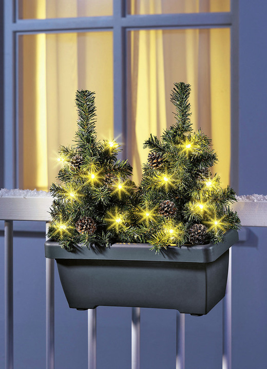 - Balkonkasten mit LED-Bäumchen, in Farbe GRÜN