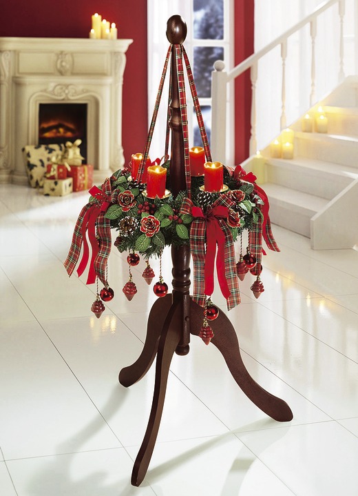 Gestecke & Kränze - Adventskranz mit üppigem Schleifenschmuck, in Farbe ROT Ansicht 1