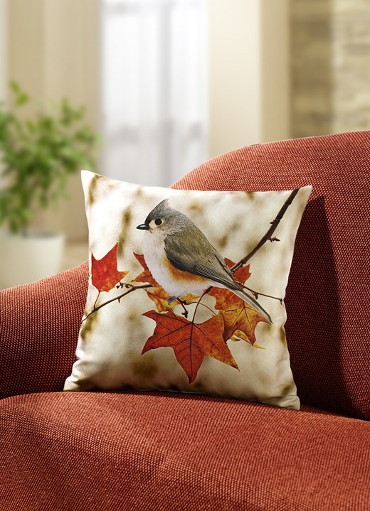 Inspirationen - Kissenbezüge Herbstvogel, 2er-Set, in Farbe BEIGE-ORANGE
