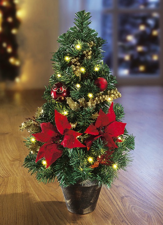 Gestecke & Kränze - Beleuchteter Tannenbaum, in Farbe GRÜN-ROT