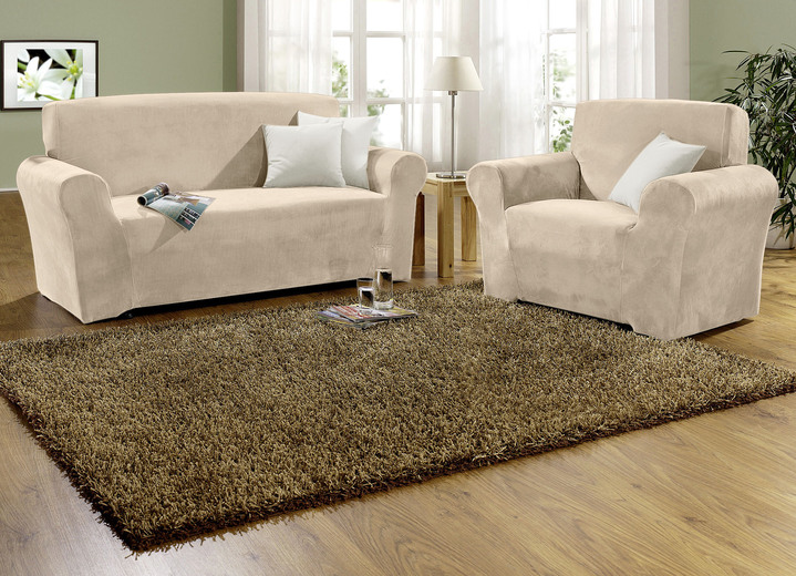 Sessel- & Sofaüberwürfe - Stretchbezüge mit Fleckschutz, in Größe 101 (Sesselbezug) bis 905 (Kissenbezug, 40x40 cm), in Farbe CAMEL Ansicht 11