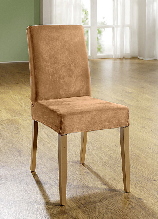 Sessel- & Sofaüberwürfe - Stretchbezüge mit Fleckschutz, in Größe 101 (Sesselbezug) bis 905 (Kissenbezug, 40x40 cm), in Farbe CAMEL Ansicht 5