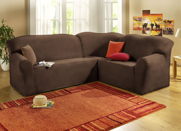 Sessel- & Sofaüberwürfe - Stretchbezüge mit Fleckschutz, in Größe 101 (Sesselbezug) bis 905 (Kissenbezug, 40x40 cm), in Farbe CAMEL Ansicht 8