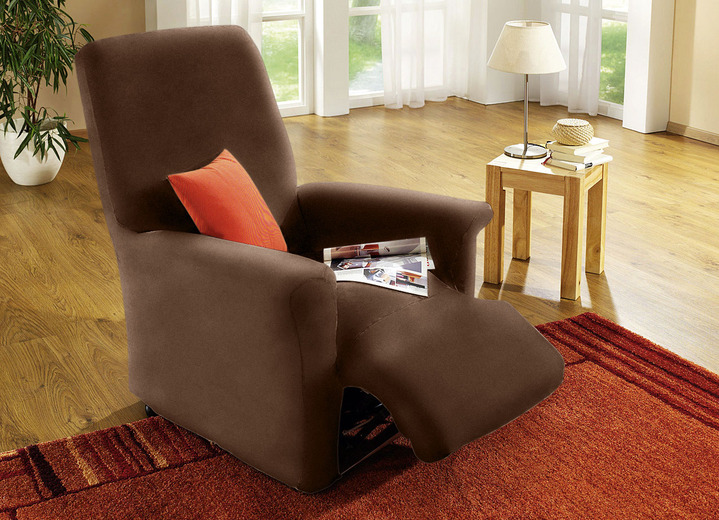 Sessel- & Sofaüberwürfe - Stretchbezüge mit Fleckschutz, in Größe 101 (Sesselbezug) bis 905 (Kissenbezug, 40x40 cm), in Farbe CAMEL Ansicht 9