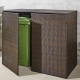 Gartenzubehör - Doppel-Mülltonnenschrank mit witterungsbeständigem Kunststoffgeflecht, in Farbe BRAUN, in Ausführung Für 2 kleine Tonnen