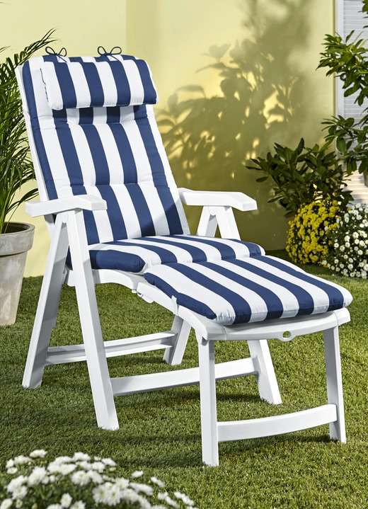 Gartenmöbel - 5-fach verstellbarer Relax-Hochlehner/Auflagen, in Farbe BLAU, in Ausführung Relax-Hochlehner-Auflage Ansicht 1