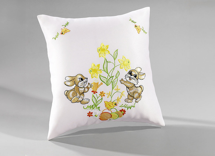 Tischdecken - Tisch- und Raumdekoration mit Hasen-Motiven, in Größe 101 (Läufer, 40x 85 cm) bis 404 (Kissenbezug, 40x 40 cm), in Farbe SEKT/BUNT Ansicht 3