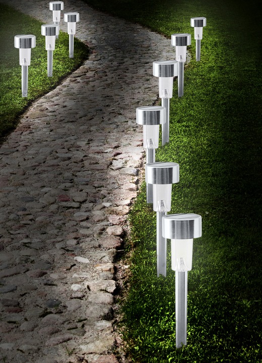Gartenbeleuchtung - Solar-Steckleuchten, 10er-Set, in Farbe SILBER