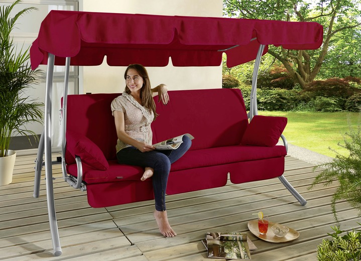 Gartenmöbel - Hollywood-Schaukel mit Gestell aus verzinktem Stahlrohr, in Farbe ORANGE, in Ausführung Single-Schaukel Ansicht 6