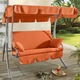 Gartenmöbel - Hollywood-Schaukel mit Gestell aus verzinktem Stahlrohr, in Farbe ORANGE, in Ausführung Single-Schaukel – Farbe ORANGE – Ansicht 2
