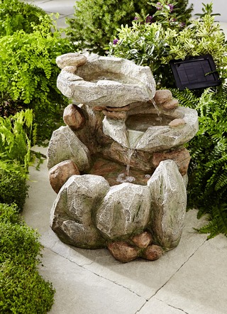 Solar-Brunnen Felsen aus Polyresin