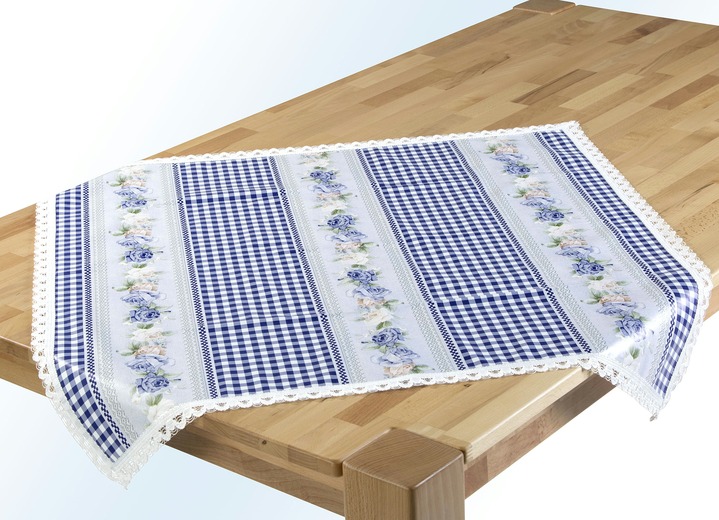 Tischdecken - Pflegeleichte Wachstuch-Tischserie in Landhaus-Optik, in Größe 110 (Tischdecke, 110/140 cm) bis 180 (Mitteldecke, 80/ 80 cm), in Farbe BLAU Ansicht 1