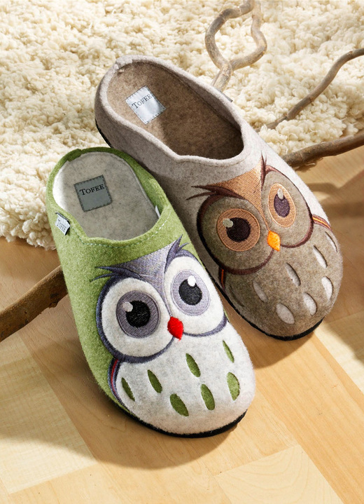 Hausschuhe - Damen-Hausschuh aus echtem Naturwollfilz, in Größe 036 bis 042, in Farbe BEIGE Ansicht 1