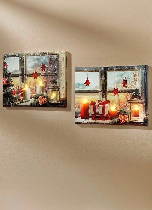 - Batteriebetriebene LED-Bilder, 2er-Set, auf Leinwand, in Farbe