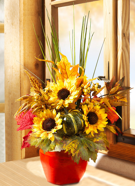 Kunst- & Textilpflanzen - Sonnenblumen-Gesteck, in Farbe