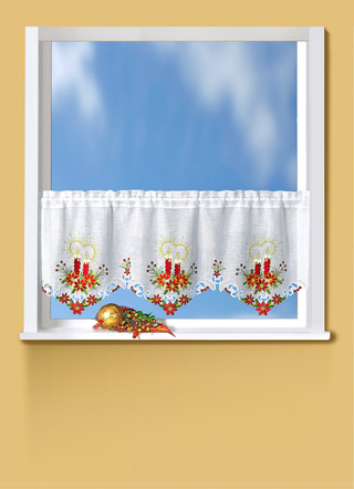 Landhaus & Küche - Kurzstore mit Kerzen-Motiven, in Größe 662 (H30xB120 cm) bis 827 (H50xB120 cm), in Farbe WEISS-ROT – Farbe WEISS-ROT – Ansicht 