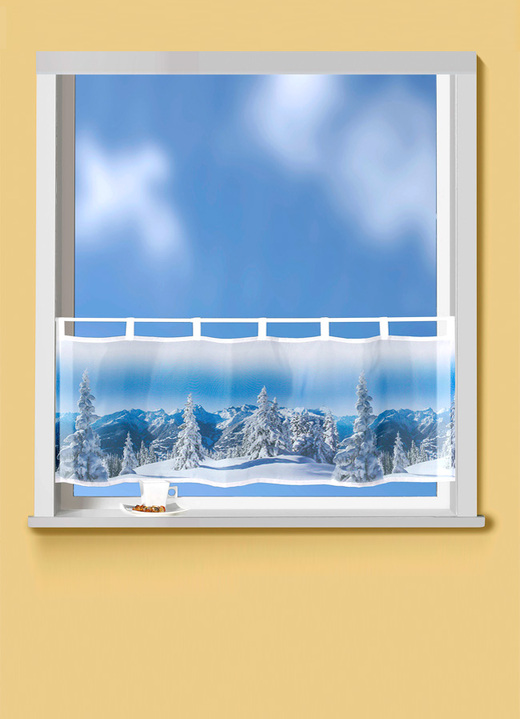 - Digitalbedruckter Kurzstore mit Schlaufen, in Größe 786 (H45xB 90 cm) bis 856 (H60xB120 cm), in Farbe BLAU-WEISS Ansicht 1