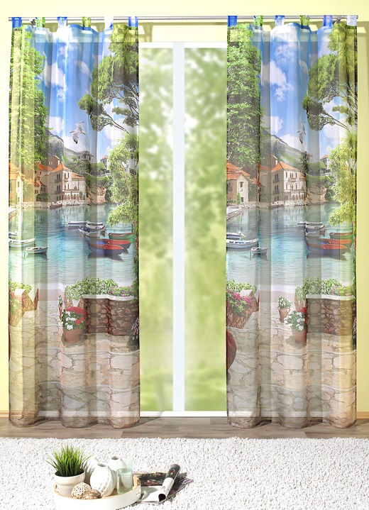 - Dekoschal mit Digitaldruck Toskana, in Größe 365 (H145xB120 cm) bis 572 (H245xB120 cm), in Farbe , in Ausführung mit Universalschienenband
