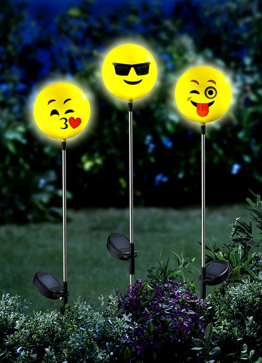 - Solar-Stecker Happy Face, 3-er Set, in Farbe MULTI