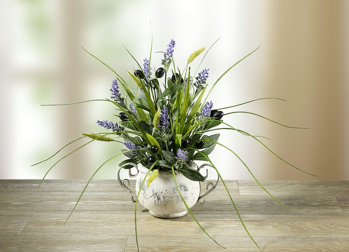 Kunst- & Textilpflanzen - Lavendel-Gesteck im Topf, in Farbe