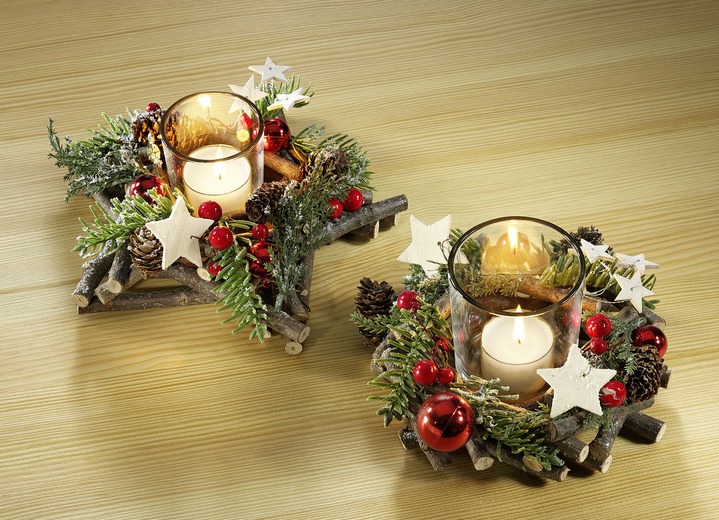 Teelichthalter 2er Set Aus Echtem Holz Gestecke Kranze Brigitte Hachenburg