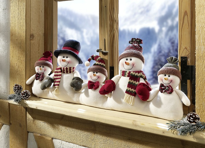 Weihnachtliche Dekorationen - Zugluftrolle aus Schneemännern, in Farbe WEISS
