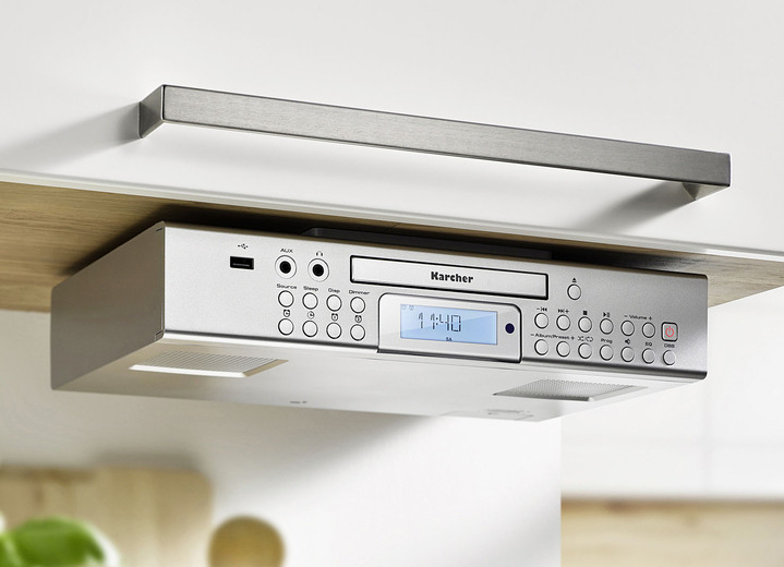 Modern - Unterbau-Küchenradio von Karcher, in Farbe SILBER, in Ausführung Unterbau-Küchenradio mit CD-Spieler