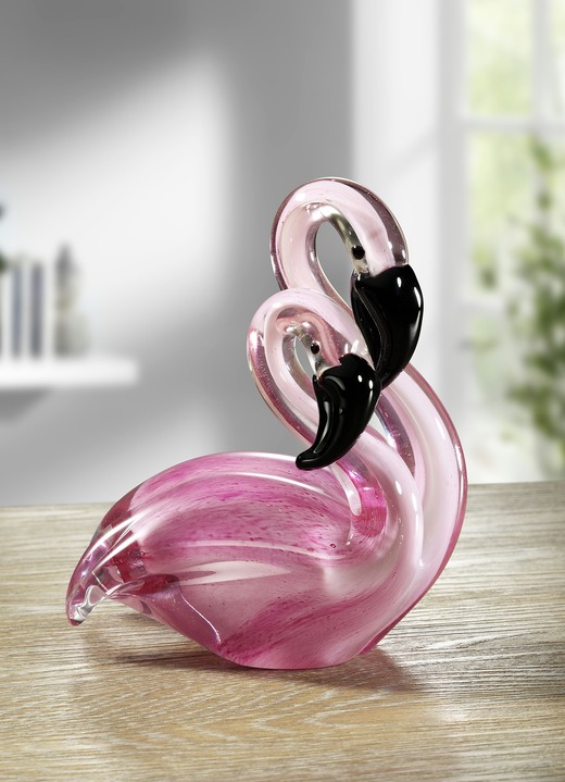 Figuren - Flamingo-Pärchen aus mundgeblasenem Glas, in Farbe ROSA