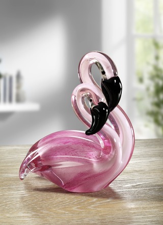 Flamingo-Pärchen aus mundgeblasenem Glas