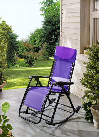 Gartenmöbel - Schaukelstuhl 2in1 – Farbe LILA – Ansicht  Gartenmöbel - Schaukelstuhl 2in1, in Farbe GRÜN – Farbe LILA – Ansicht