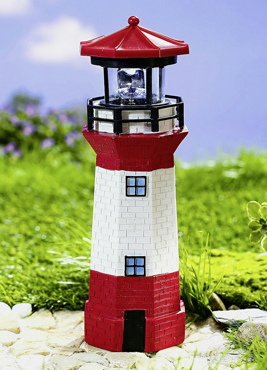 Leuchtende Dekoration - Leuchtturm mit Solar-Leuchtfeuer, in Farbe ROT Ansicht 1