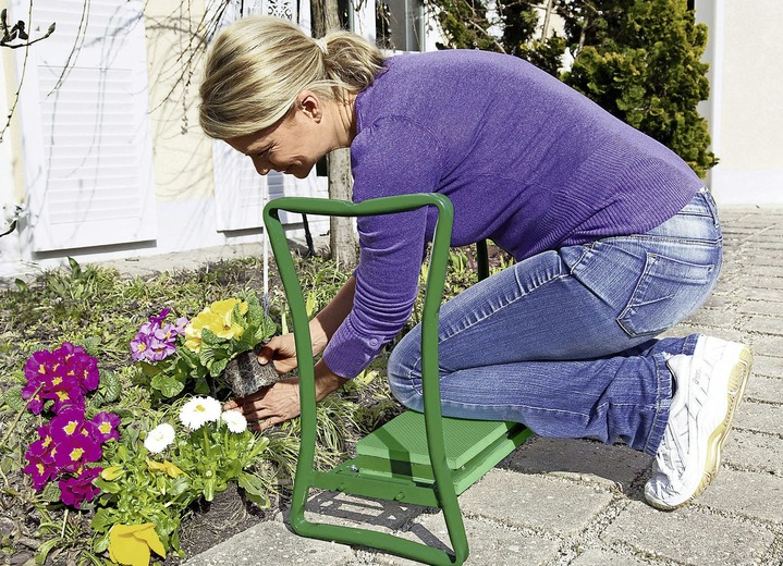 Gartenzubehör - Knie-Stuhl zum Sitzen und Knien mit Gestell aus Metall, in Farbe GRÜN Ansicht 1
