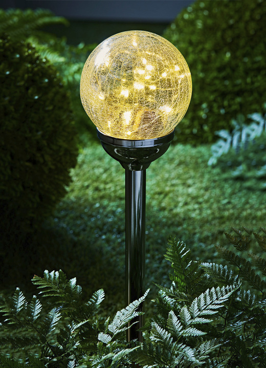 Leuchtende Dekoration - Solar-Kugelleuchte aus Glas, in Farbe SILBER