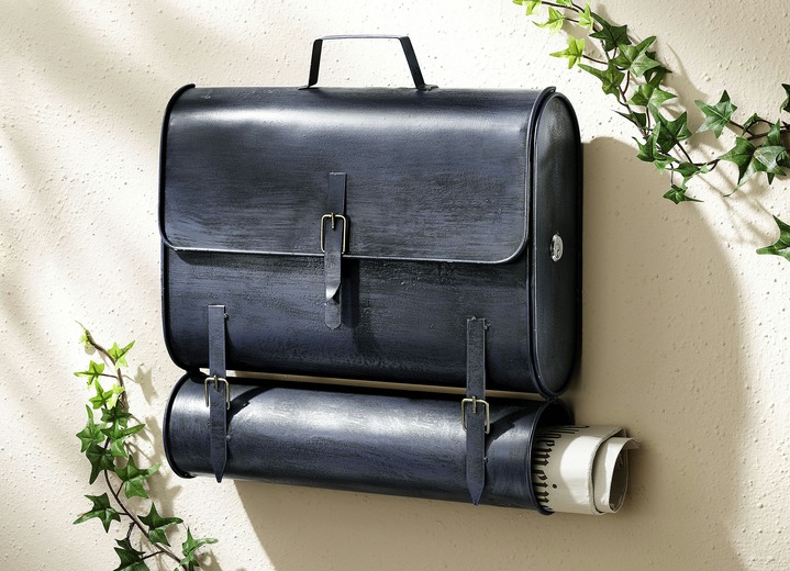 Garten - Briefkasten Schultasche mit Zeitungsrolle, in Farbe BLAU-GRAU Ansicht 1