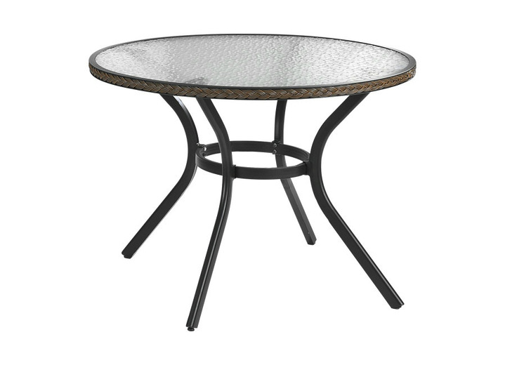 Gartenmöbel - Tisch mit Aluminium-Gestell und Glasplatte, in Farbe BRAUN, in Ausführung Tisch, rund Ansicht 1