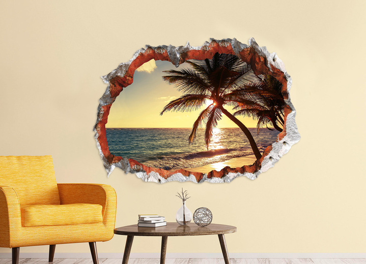 Landschaft - 3D-Wand-Tattoo Strand, in Farbe GELB Ansicht 1