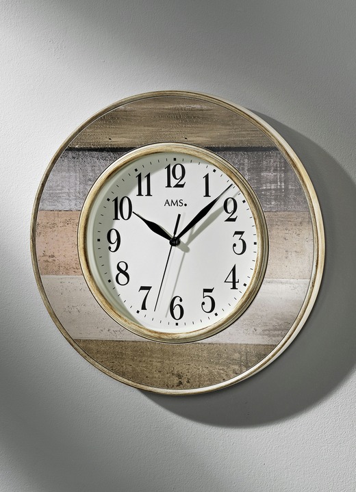 Uhren - Wanduhr mit Funkwerk, in Farbe CREME-BRAUN