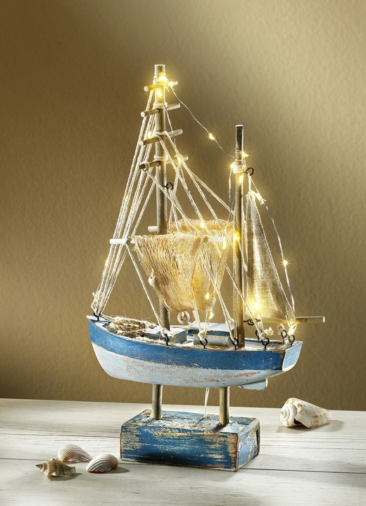 Geschenkideen - Beleuchtetes Segelboot, in Farbe BLAU-WEISS