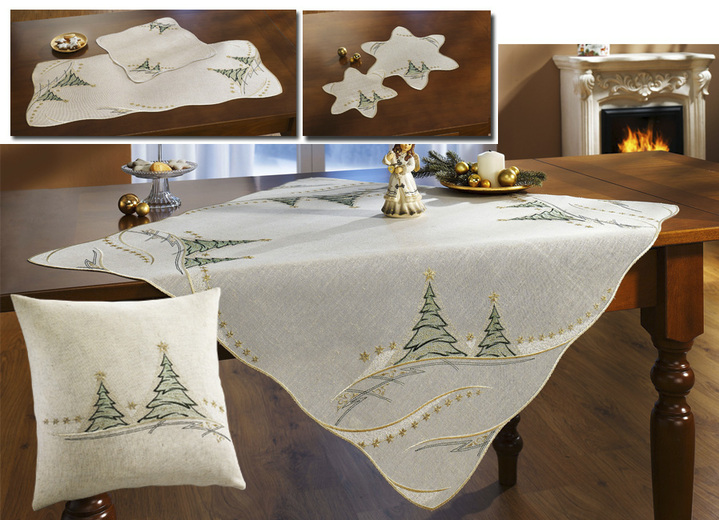 Dekoration - Weihnachtliche Tisch- und Raumdekoration, in Größe 110 (Deckchen, 26x 26 cm) bis 160 (Läufer, 40x 90 cm), in Farbe CREME Ansicht 1