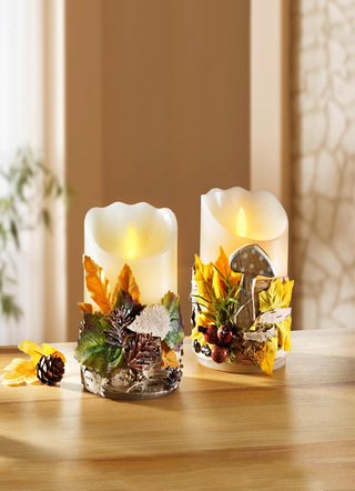 LED-Echtwachskerzen, 2er-Set